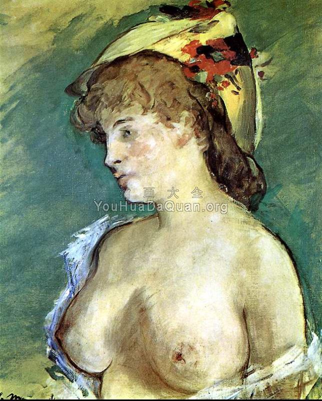 Blonde Woman with Bare Breasts - 爱德华·马奈